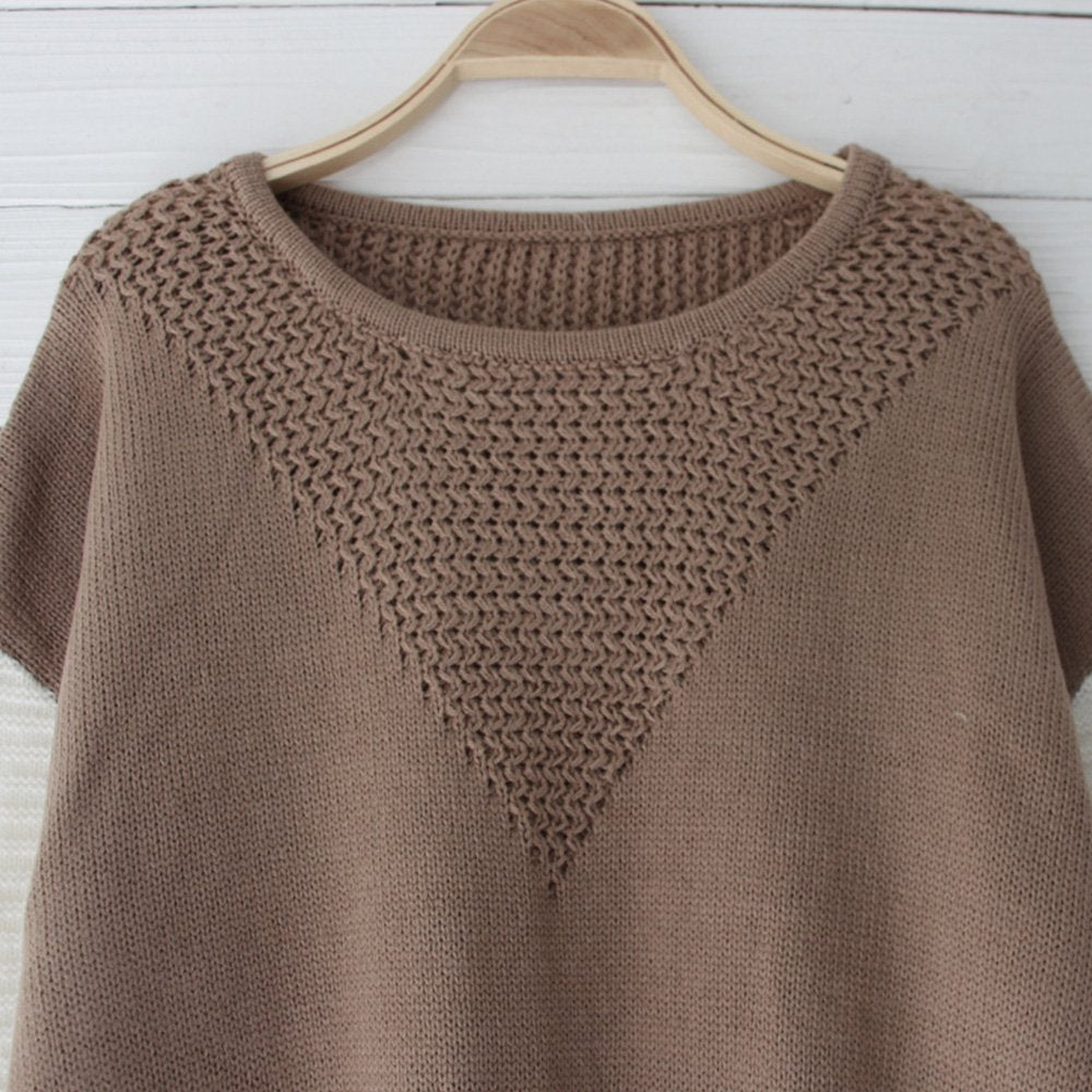 shermie Women Long Sleeve Crew Neck Pullovers Stitching Color Loose Knitted Sweaters (X-Large,Camel)