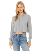 Ladies cropped Long Sleeve Hoodie T-Shirt - SOLID BLK TRBLND - S(D0102H7WEK6)