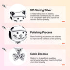 Annmors Pet Cat & Bow Charm 925 Sterling Silver Bead with Cubic Zirconia for Animal Lovers Gifts Christmas Halloween Valentine's
