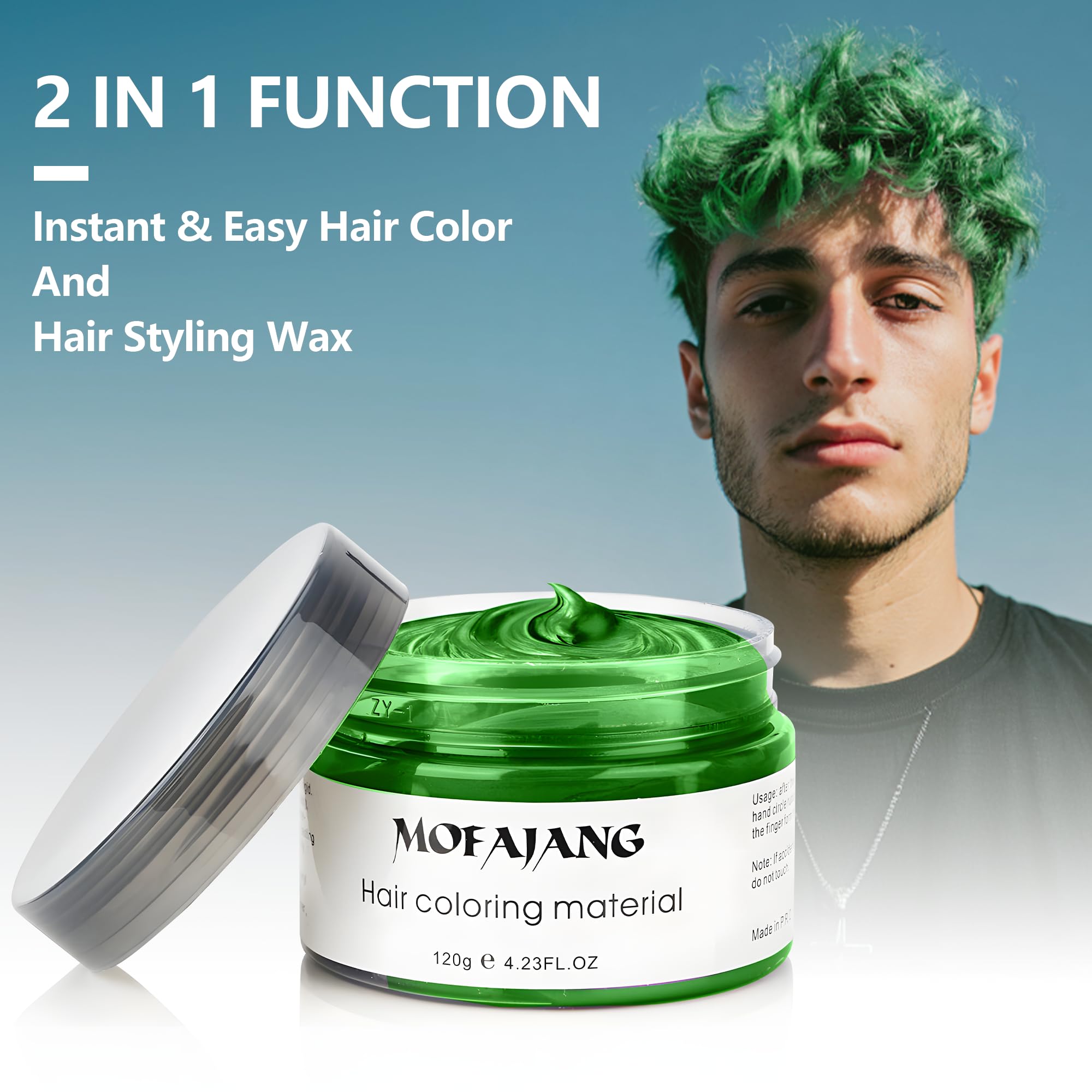 SOVONcARE green Hair Wax color, Temporary Hair Dye Wax Natural Instant Hairstyle cream for Women  Men Party, cosplay, Halloween