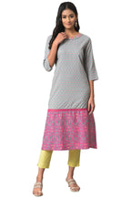 W For Woman Blue And Pink Printed Straight Kurta_22Few17481-121579_Xl