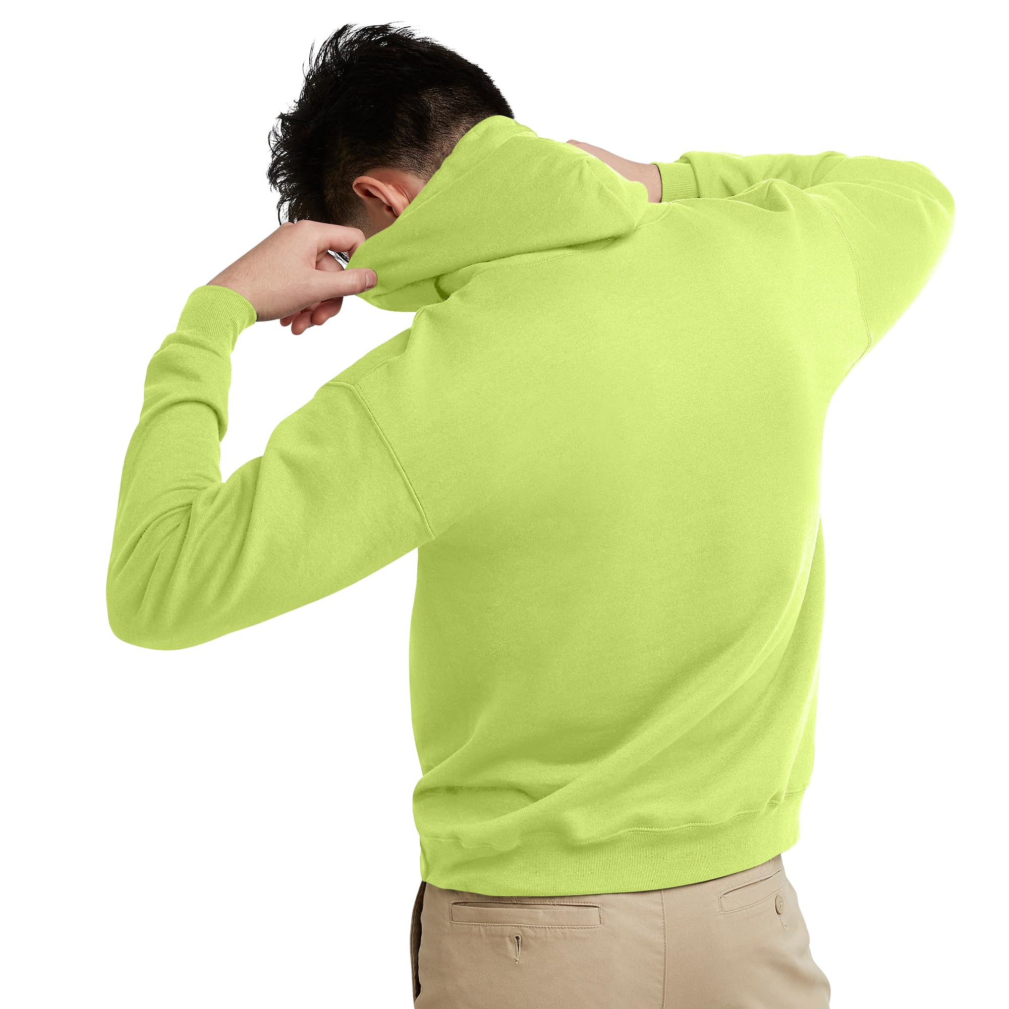 Hanes Men's Pullover EcoSmart Hooded Sweatshirt, safety green, 3XL