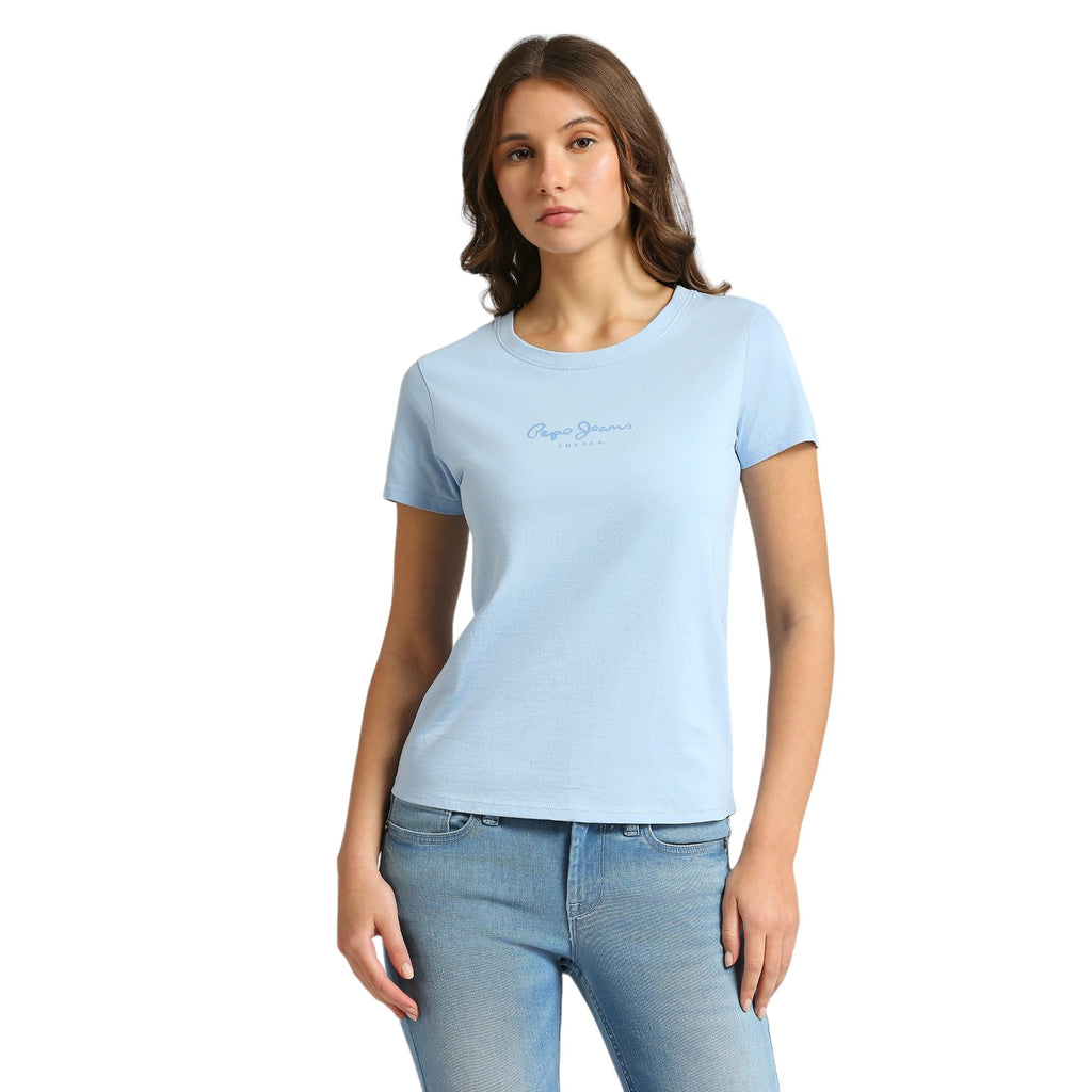 Pepe Jeans WomenS Regular Fit T-Shirt (Pl505912_Bay Blue