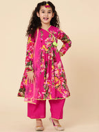 A.T.U.N. Girls Floral Printed Anarkali Palazzo Set