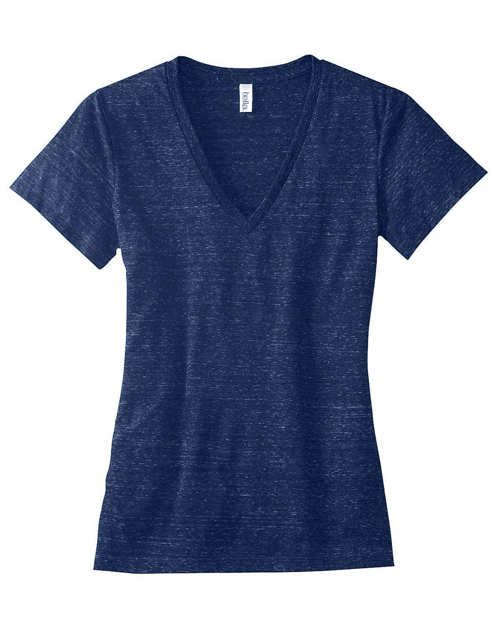 Ladies Triblend Short-Sleeve Deep V-Neck T-Shirt - BLUE TRIBLEND - S(D0102H7WBc6)