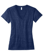 Ladies Triblend Short-Sleeve Deep V-Neck T-Shirt - BLUE TRIBLEND - S(D0102H7WBc6)