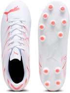 PUMA Attacanto Firm, Artificial Ground Soccer Cleats Sneaker, White-Fire Orchid, 3.5 US Unisex Little Kid