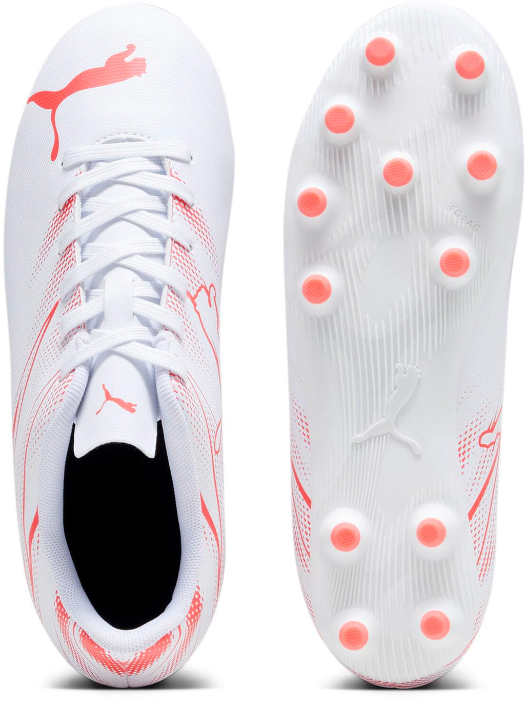 PUMA Kids Attacanto Firm, Artificial Ground Soccer Cleats Sneaker, White-Fire Orchid, 11 US Unisex Toddler