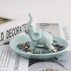 PUDDING CABIN Blue Elephant Ring Holder Trinket Dish, Elephant Gifts for Women, Christmas Gifts for Mom Women Girls, Birthday Gi