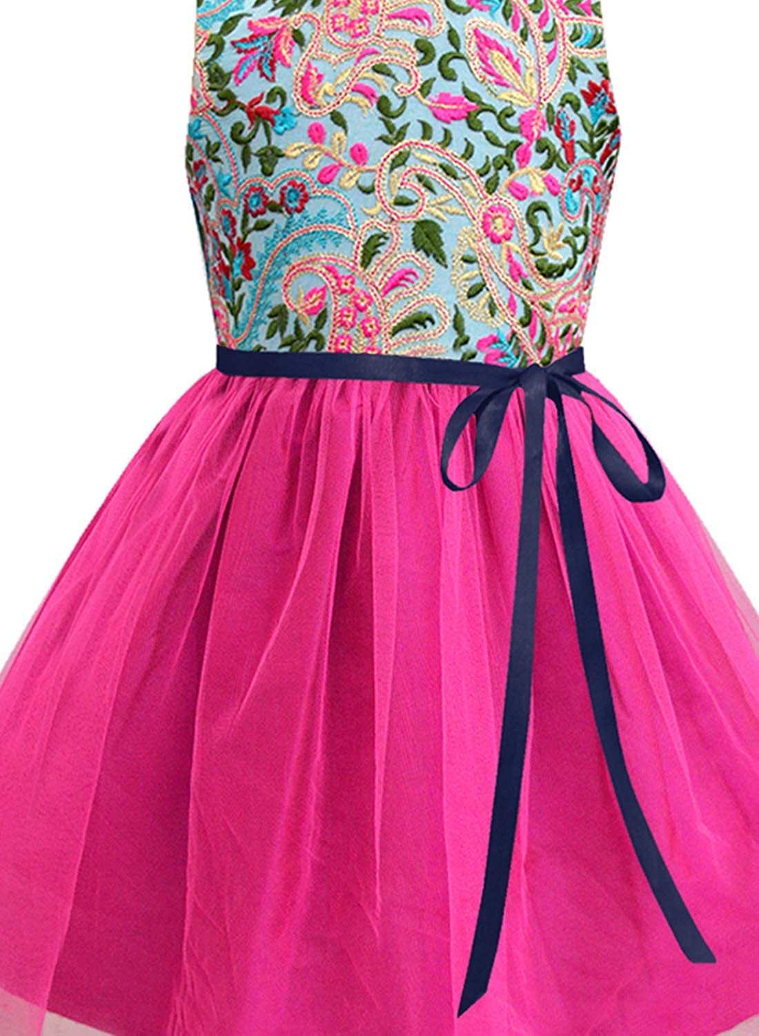 A.T.U.N. (ALL THINGS UBER NICE) Girls Embroidered Birthday Party Frock Dress