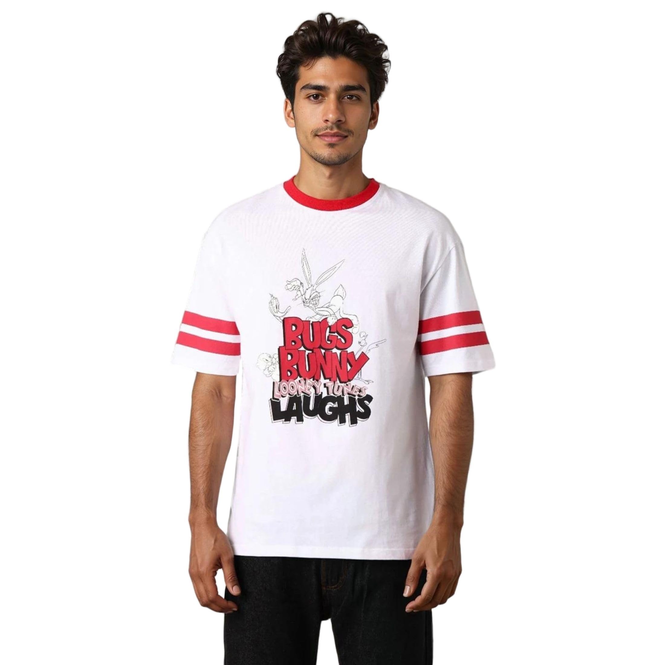 The Indian Garage Co Mens Warner Bros. Collection Boxy Fit Bugs Bunny Crew Neck T-Shirt