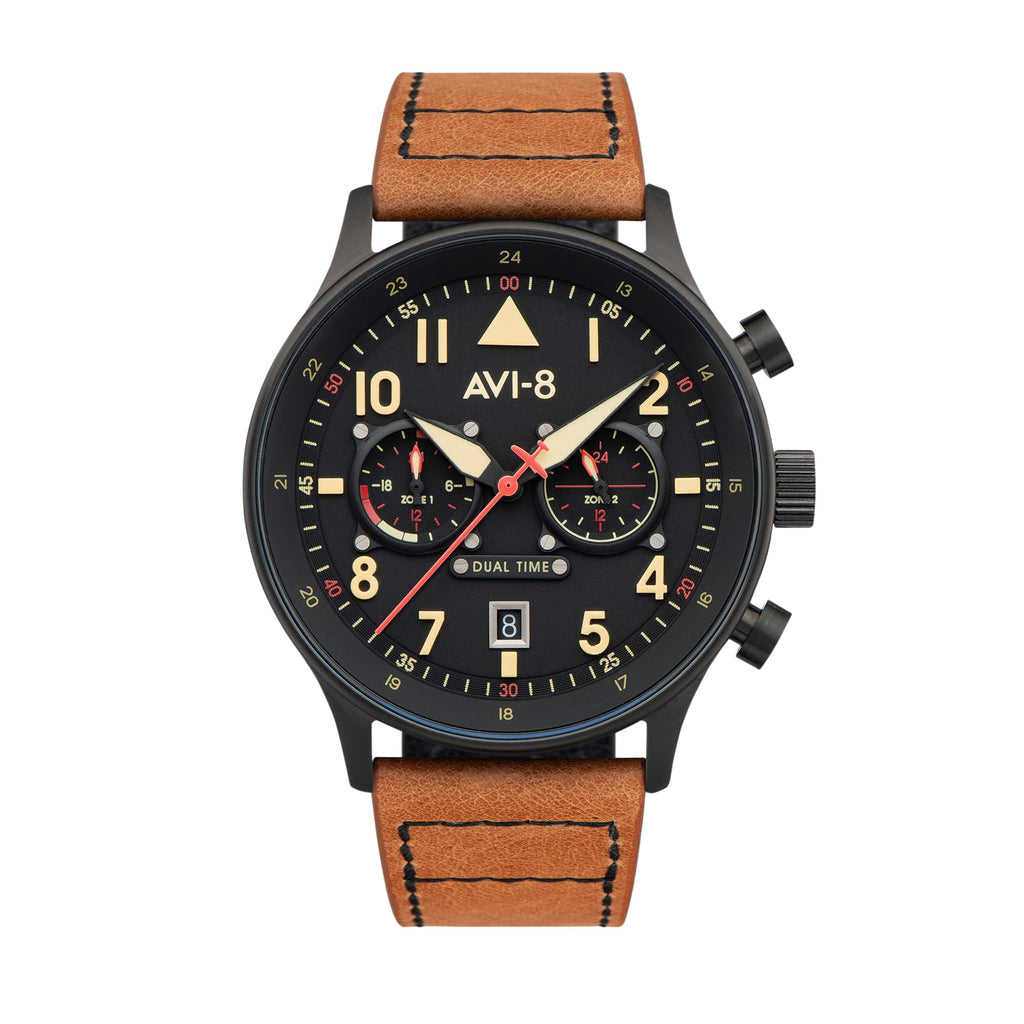 AVI-8 Hawker Hurricane Carey Dual Time Debden Black Dial Quartz AV-4088-03 Men's Watch