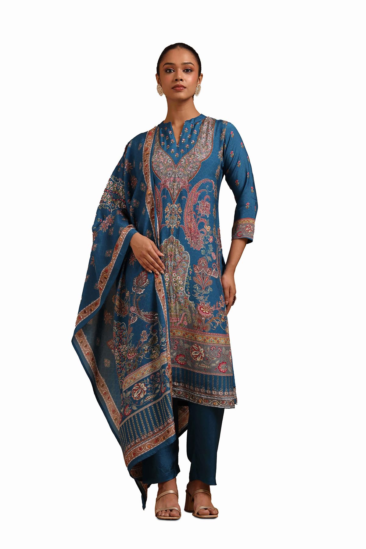 Soch Women Muslin Ethnic Motifs Motifs Suit Set with Cutdana