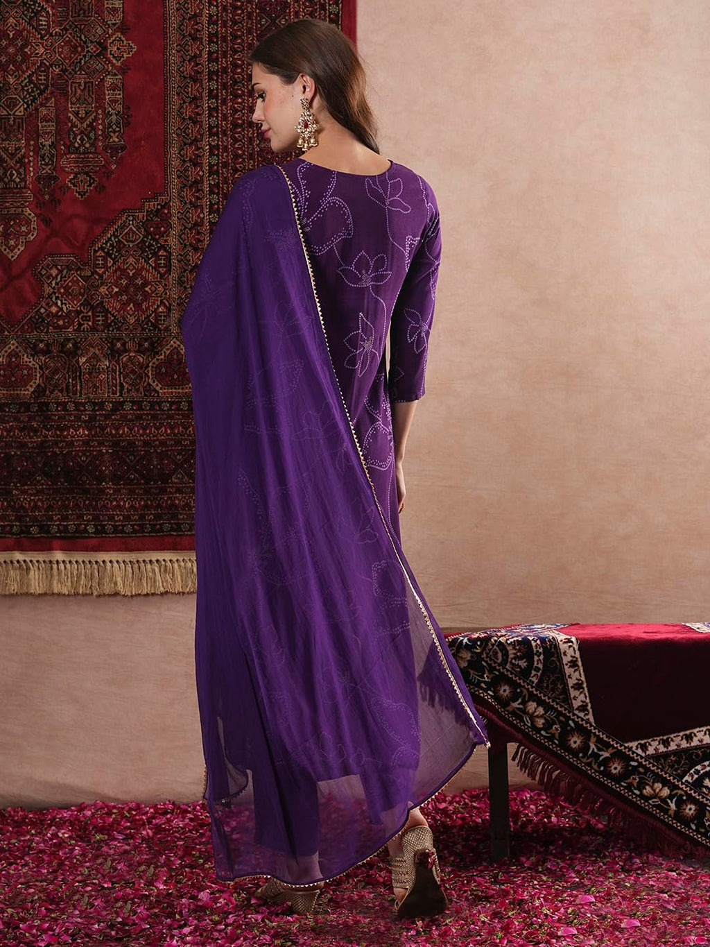 ANNI DESIGNER Womens Cotton Blend Straight Printed Kurta with Pant & Dupatta (MANINI BEGANI-VKS01_XXL_Begani_XX-Large)
