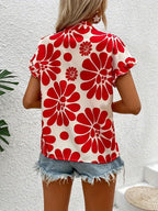 Gufrina Top For Women Stylish Western|Shirt Type Top|Half Sleeve|Fabric Rayon| Collar Neck | Floral Print Button Front Blouse|Ca