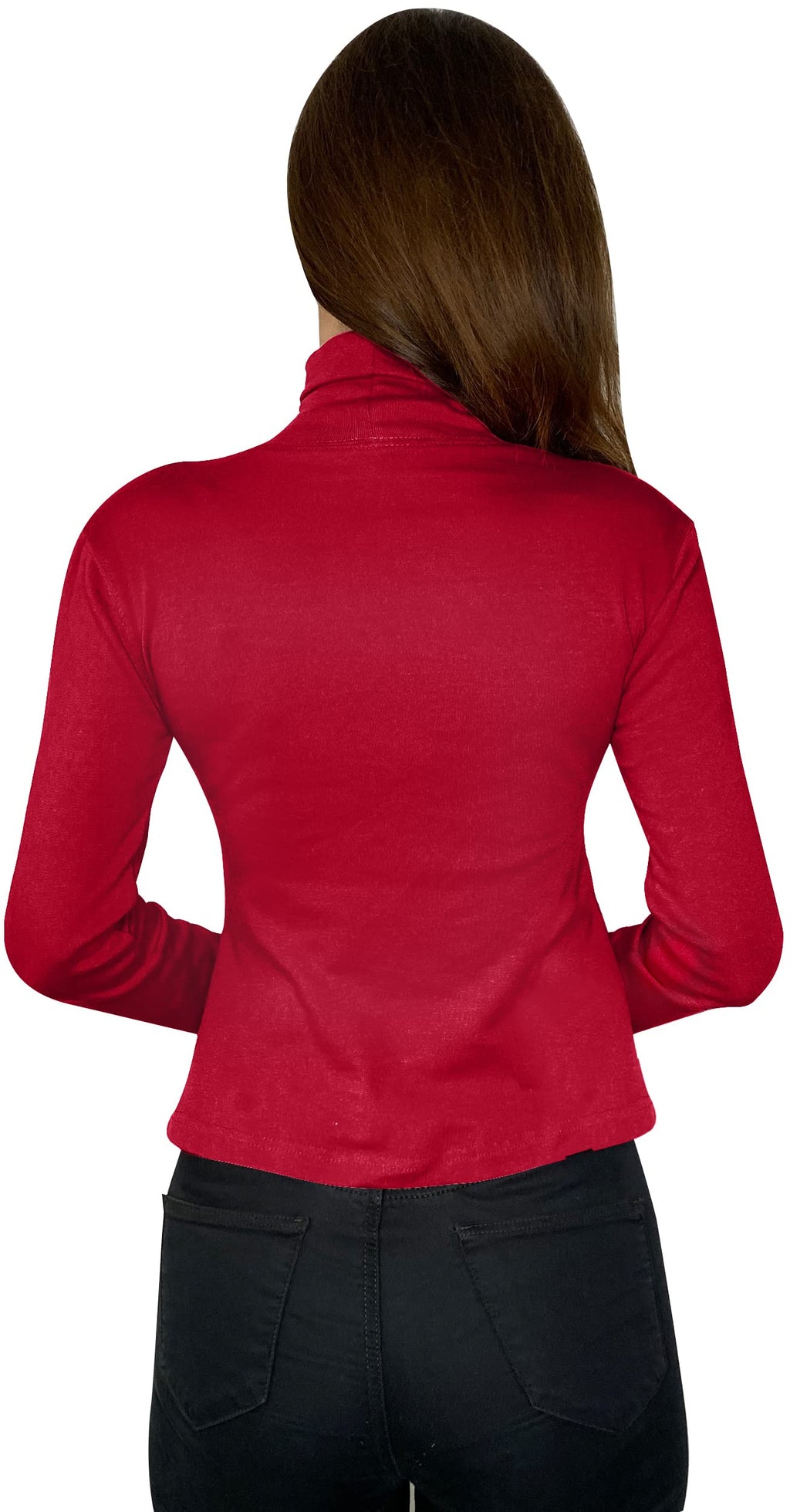 NY Threads Women's Turtleneck Long Sleeves Shirt Red