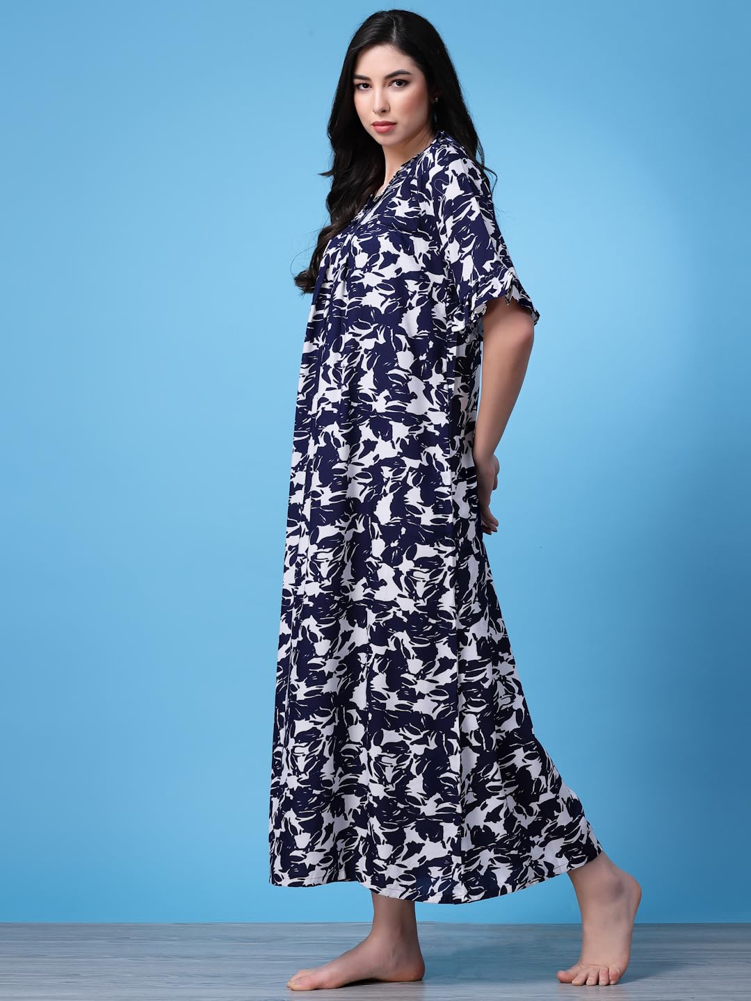 OOMPH! Cotton Blend Nighty for Womens | Night Gown | Nighty | Nightdress | Maxi Dress | Sleepwear | Gown for Women | Nighties |