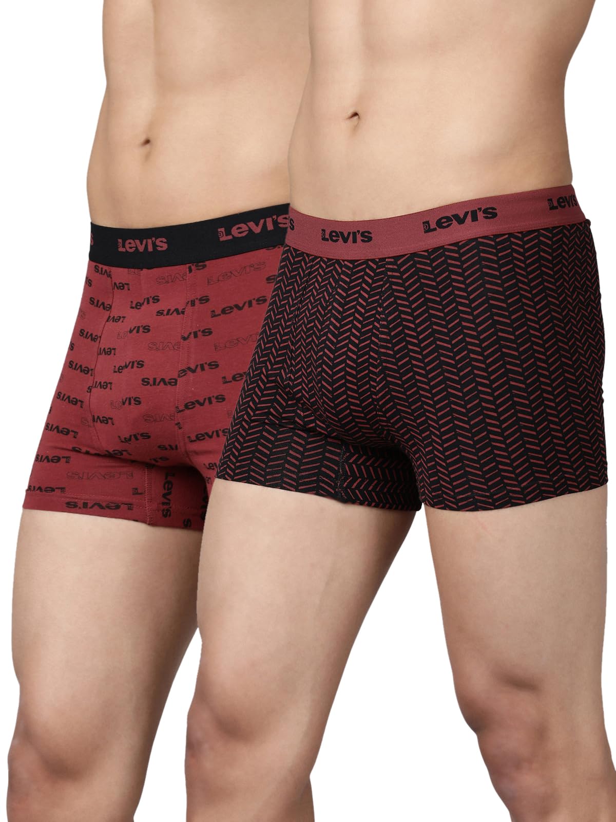 LeviS Men Pack Of 2 Printed Cotton Shorter Length Stretch Elastic Waistband Trunk