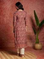 Libas Womens Crepe Printed Straight Kurta (26563_Multicoloured