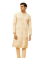 Manyavar Mens Beige Viscose Kurta Pyjama Set