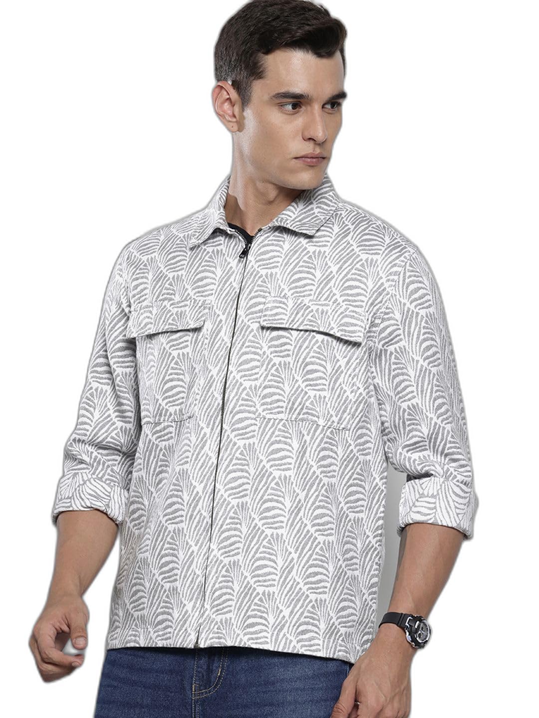 The Indian Garage Co Mens Textured Regular Fit Shirt