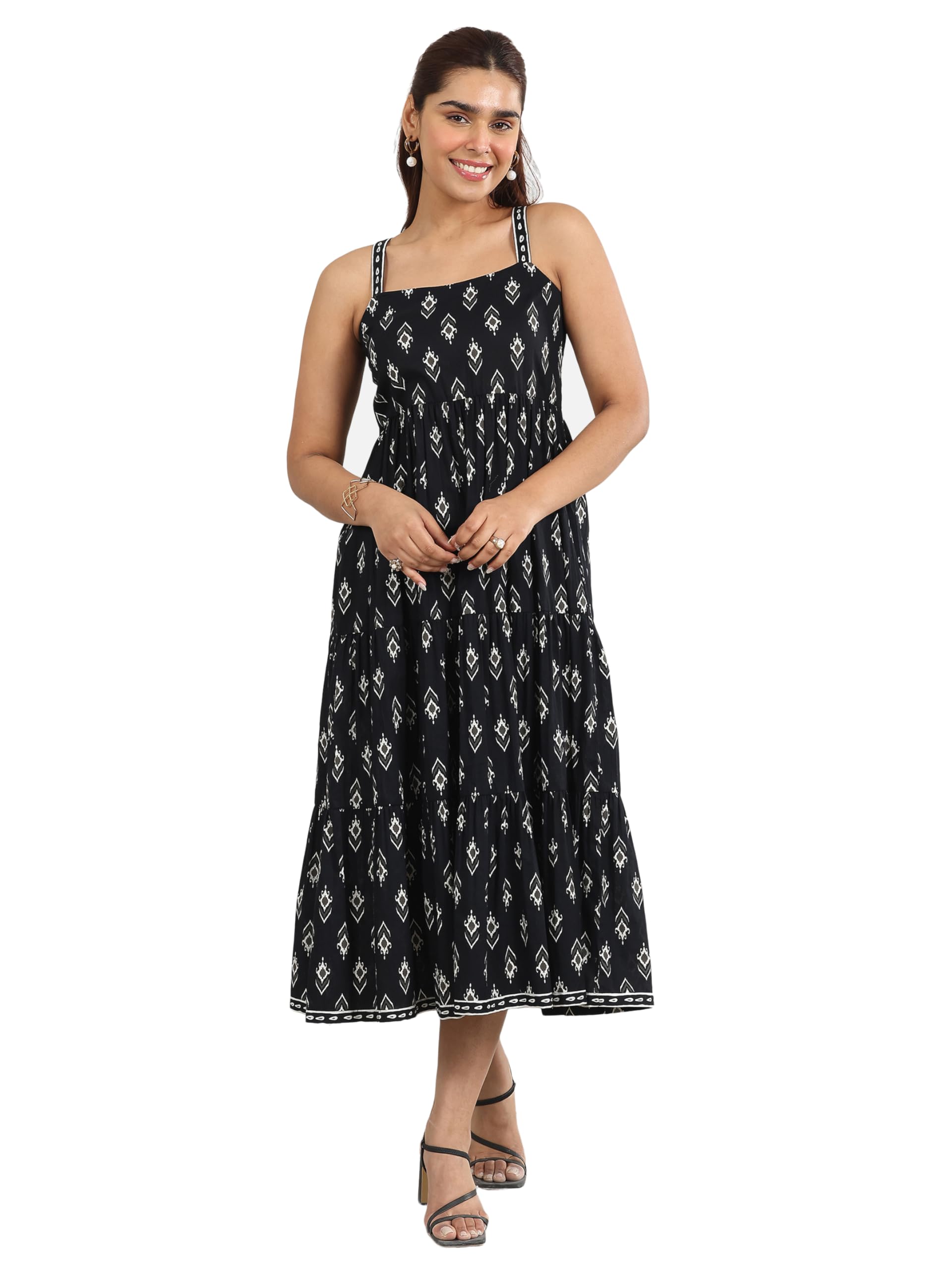 Libas WomenS Cotton Midi Dresses (29595 Black