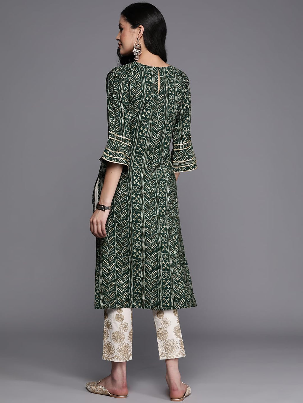 Libas WomenS Silk Printed Straight Kurta (26264_Green