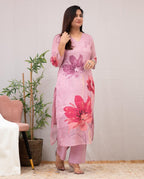 ANNI DESIGNER Womens Rayon Viscose Straight Printed Kurta with Pant (Susan Pink_XL_Pink_X-Large)