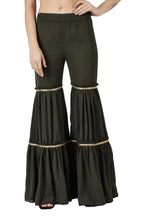 Popwings Casual Olive Georgette Gharara Pant For Women