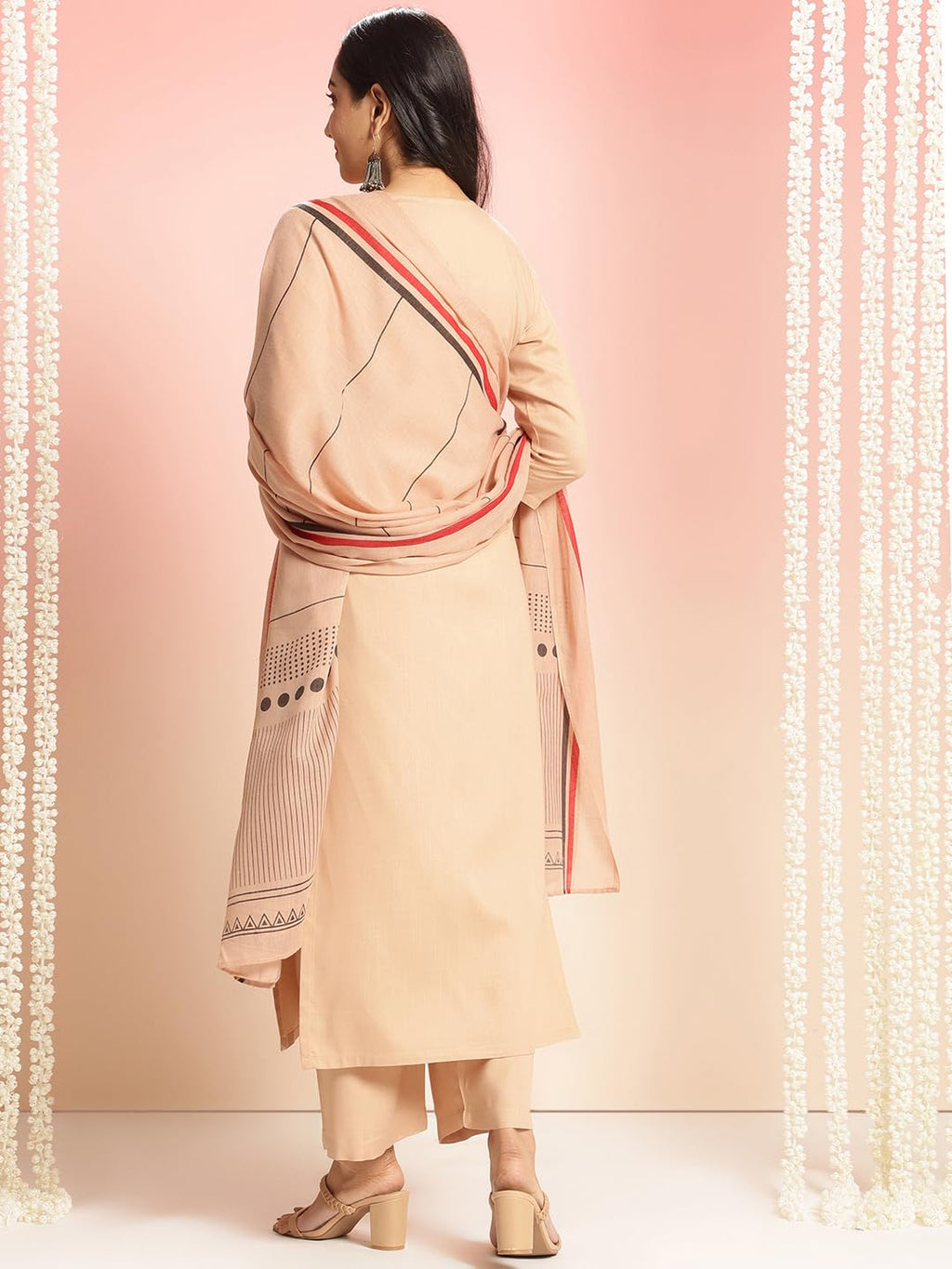 ANNI DESIGNER Womens Rayon Viscose Solid Straight Kurta with Pant & Dupatta (Raja Saab Beige-VKS09_XXL_Beige_XX-Large)