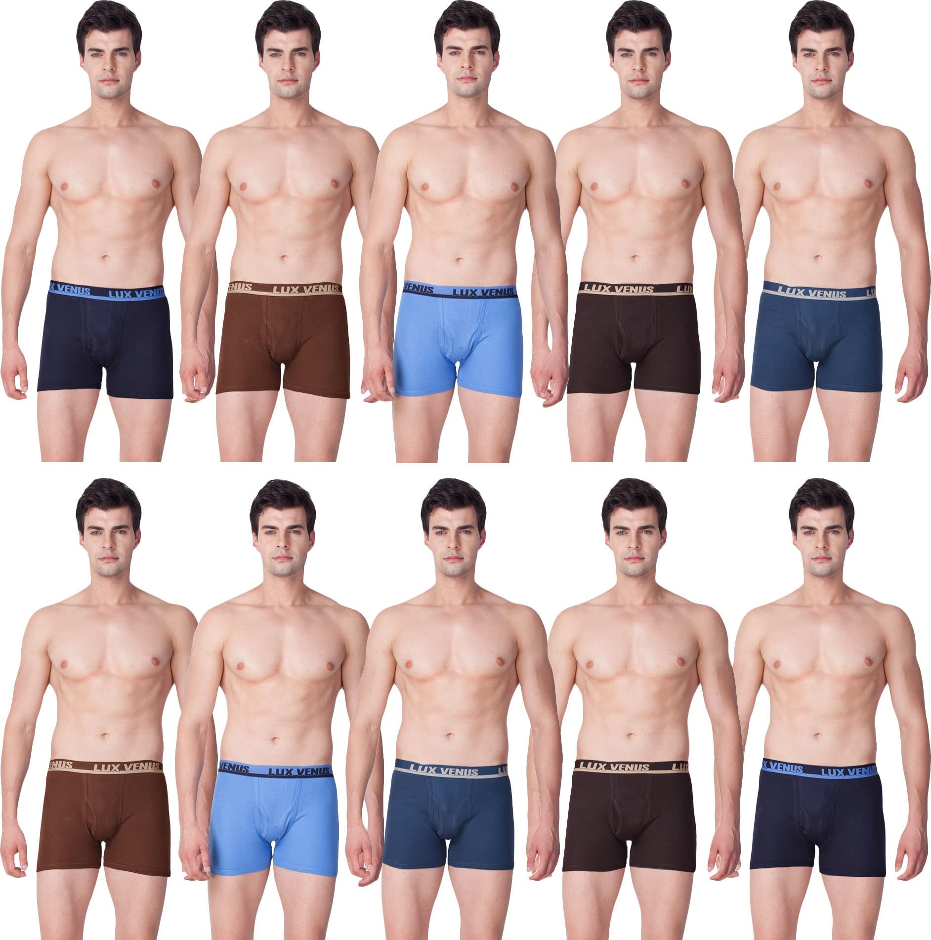 Lux Venus Cotton Assorted Solid/Plain MenS Trunk - Pack Of 10 (Vns-Fcd-Assorted)