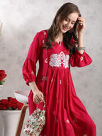 ANNI DESIGNER Women s Kurta with Trousers, Pink, Medium