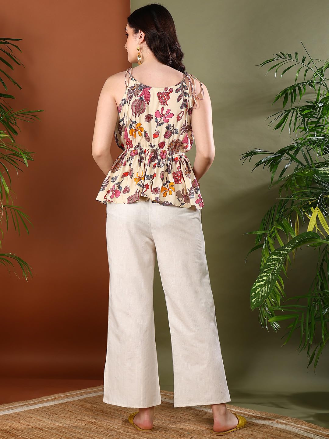 Stylum Womens Floral Printed Rayon Short Peplum Top