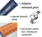 Moran Quick Release Leather Watch Bands Deployment Butterfly Buckle 18mm 20mm 22mm 24mm Blue Black Brown Calfskin Replacement Wa