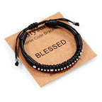 Religious Gifts for Men Easter Gifts for Teens Blessed Morse Code Bracelets for Men Christian Baptism Confirmation Leather Braid