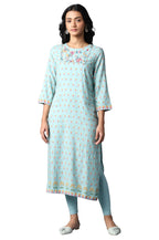 W For Woman Women'S Viscose Regular Kurta (22Few17775-117917_Aqua Blue_S)