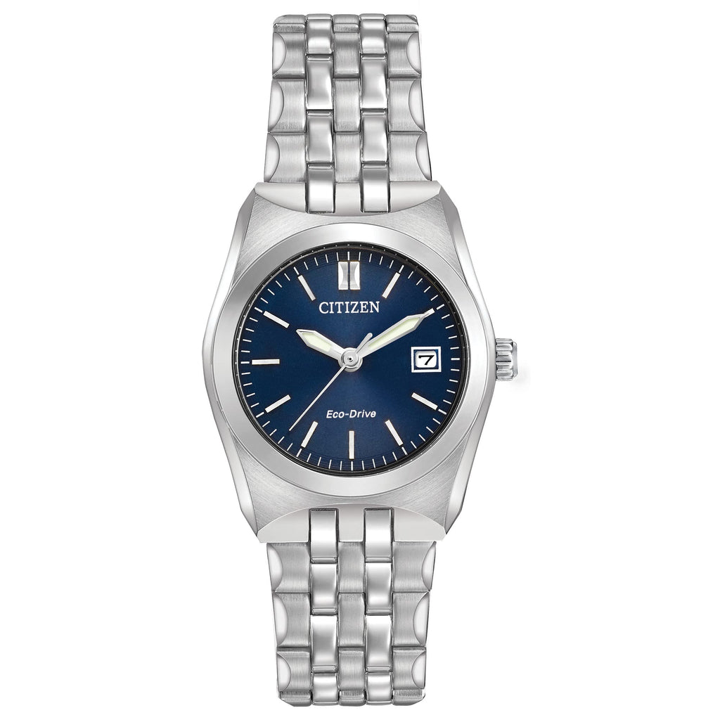 Citizen Women's Eco-Drive Corso Classic Watch in Stainless Steel, Blue Dial (Model: EW2290-54L)