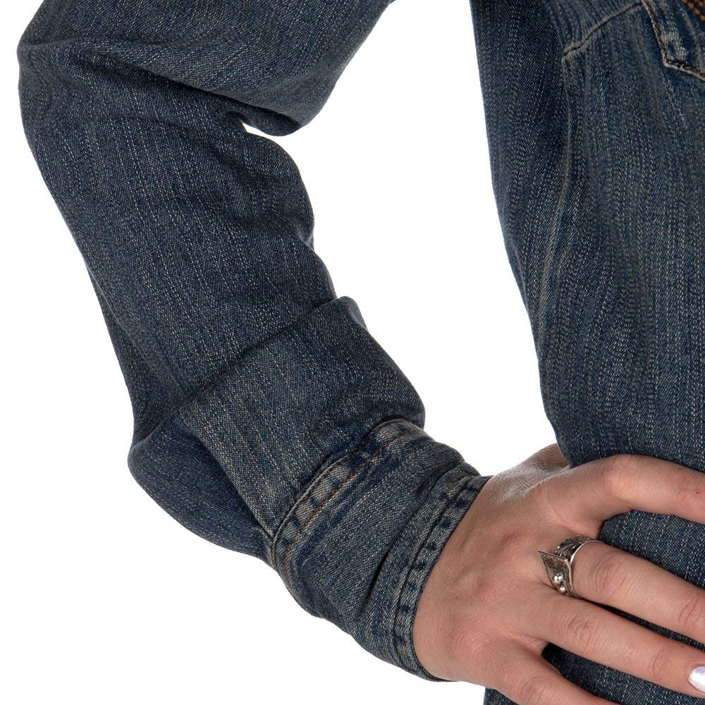 Wrangler womens Long Sleeve Western Snap Work Shirt Blouse, Denim, Large US