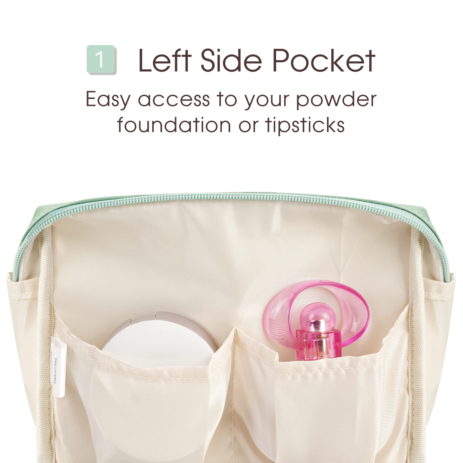 Narwey Large Vegan Leather Makeup Bag Zipper Pouch Travel Cosmetic Organizer for Women (Large, WX-Green)