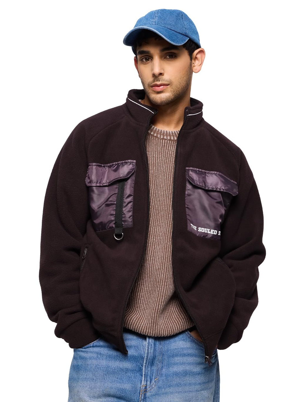The Souled Store Utility Jacket : Plum Long Sleeve Button Front Jackets for Men and Boys