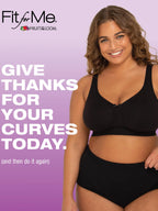 Fruit of the Loom Women's Plus Size Wireless Cotton Bra, Black Hue, 40G
