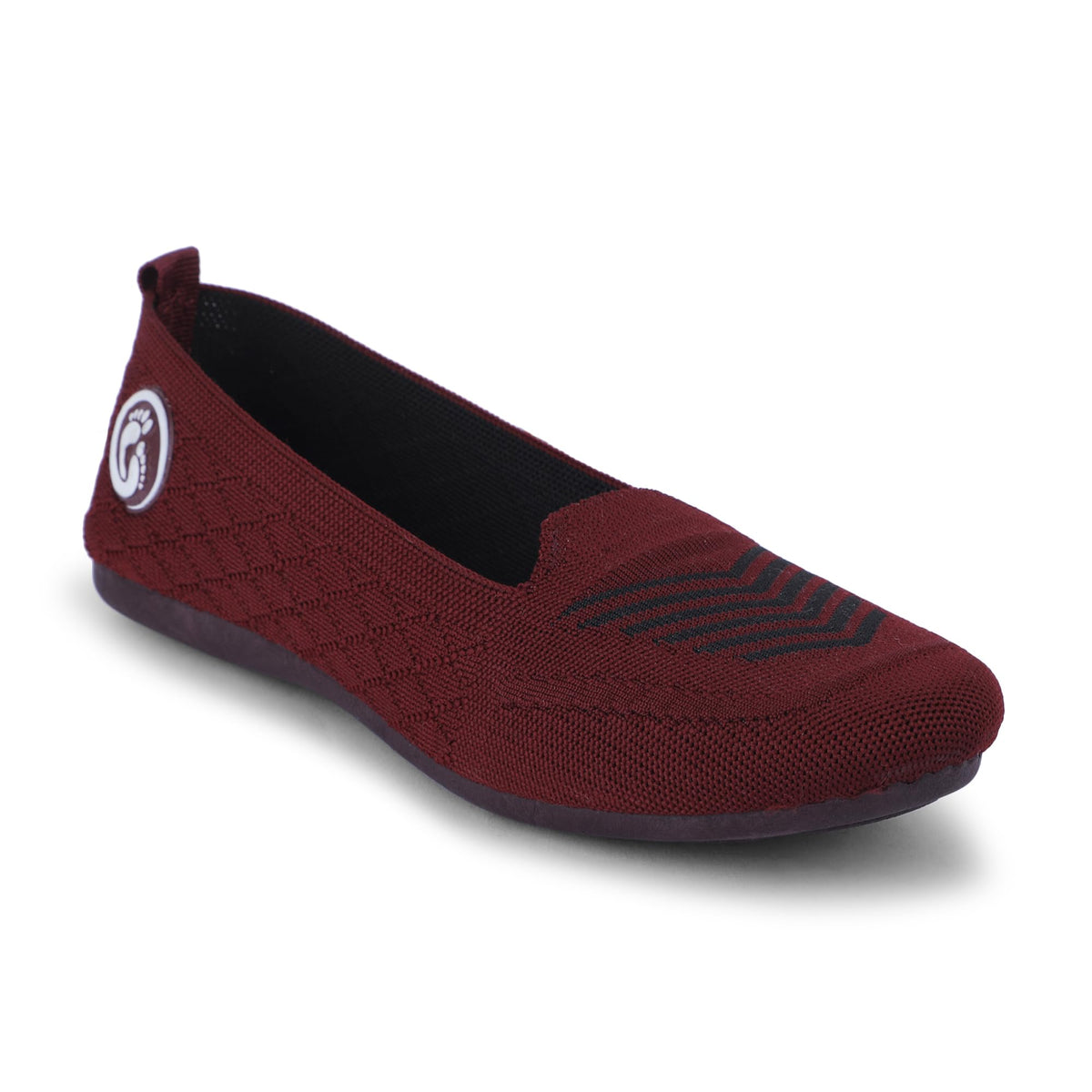 Shoeshion Womens Maroon Lightweight Knitted Ballerina Flats  Stylish Knit SlipOn Ballet Flats with Lightweight Comfort | Size 7