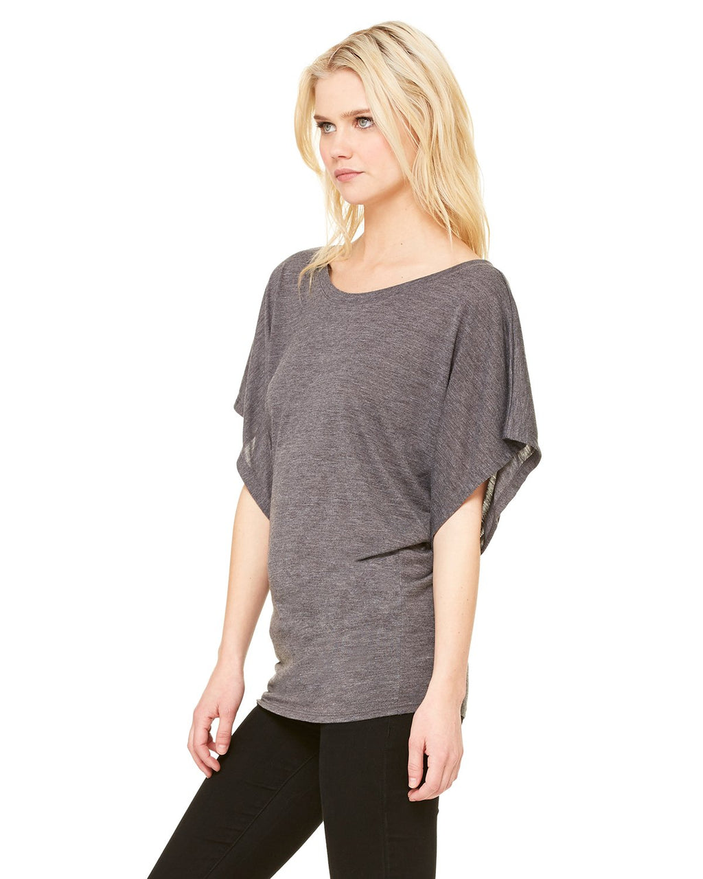 Ladies Flowy Draped Sleeve Dolman T-Shirt - BLAcK - S(D0102H7WH9X)