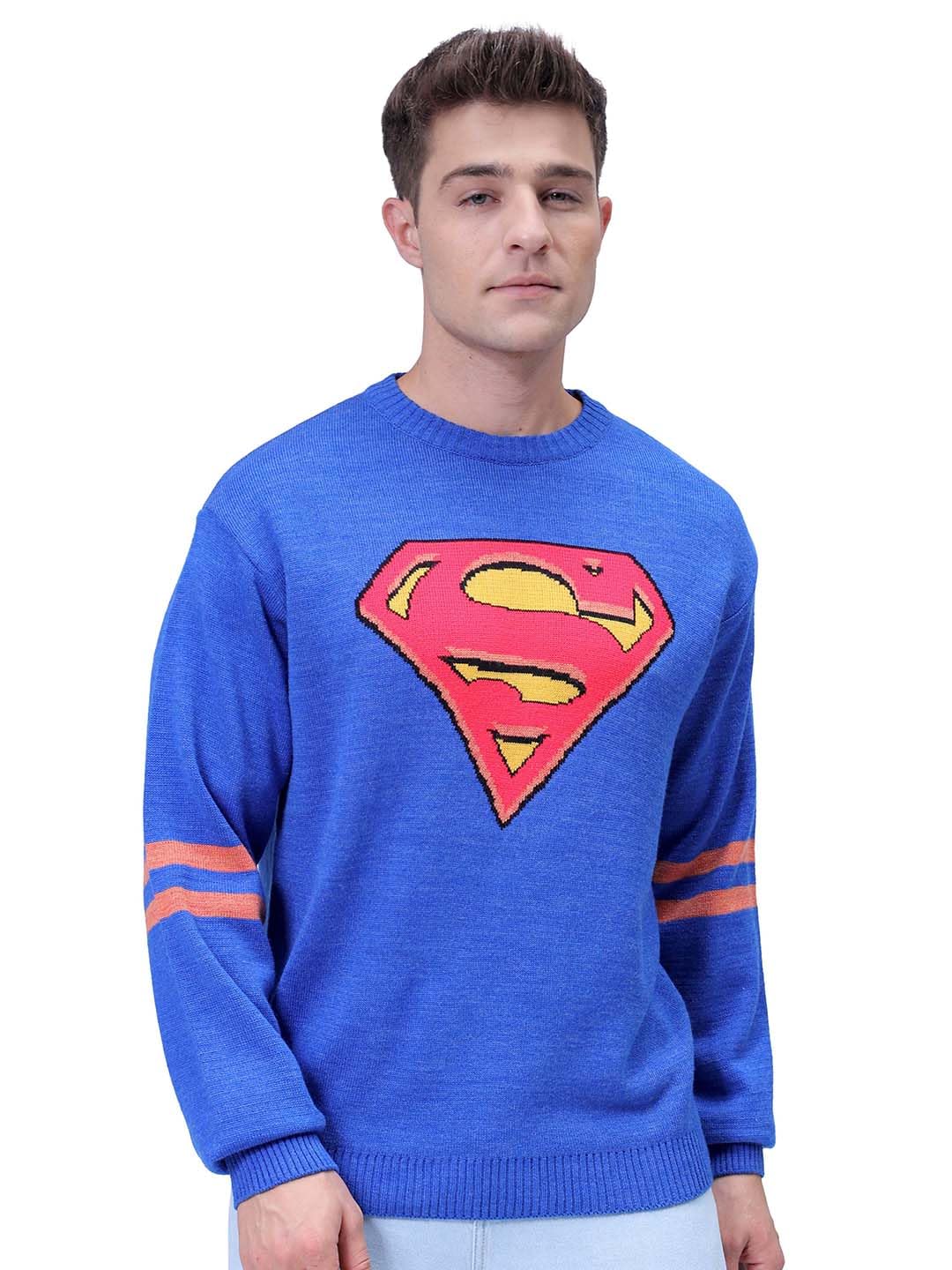 The Indian Garage Co Mens Relaxed Fit Superman Crew Neck Sweater