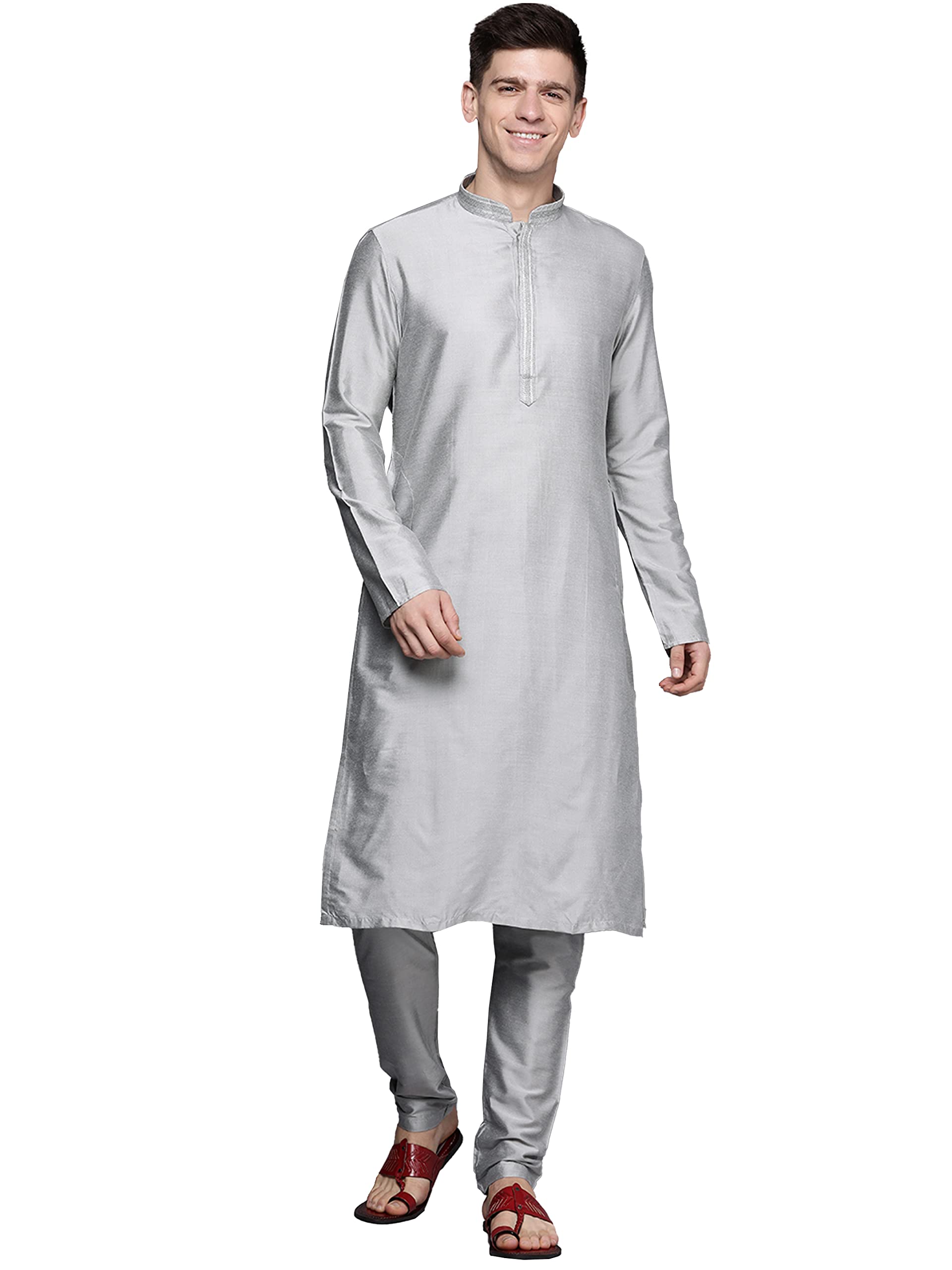 Manyavar MenS Ethnic Kurta Set, Full Sleeves Mandarin Collar Ethnic Kurta Set For Engagement, Wedding, Party Blended Viscose Ku