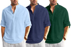 Bellstone Mens Cotton Blend Solid Regular Dress Shirt (KURTA1600_Triple_Sky-Navy-DarkGreen_M)