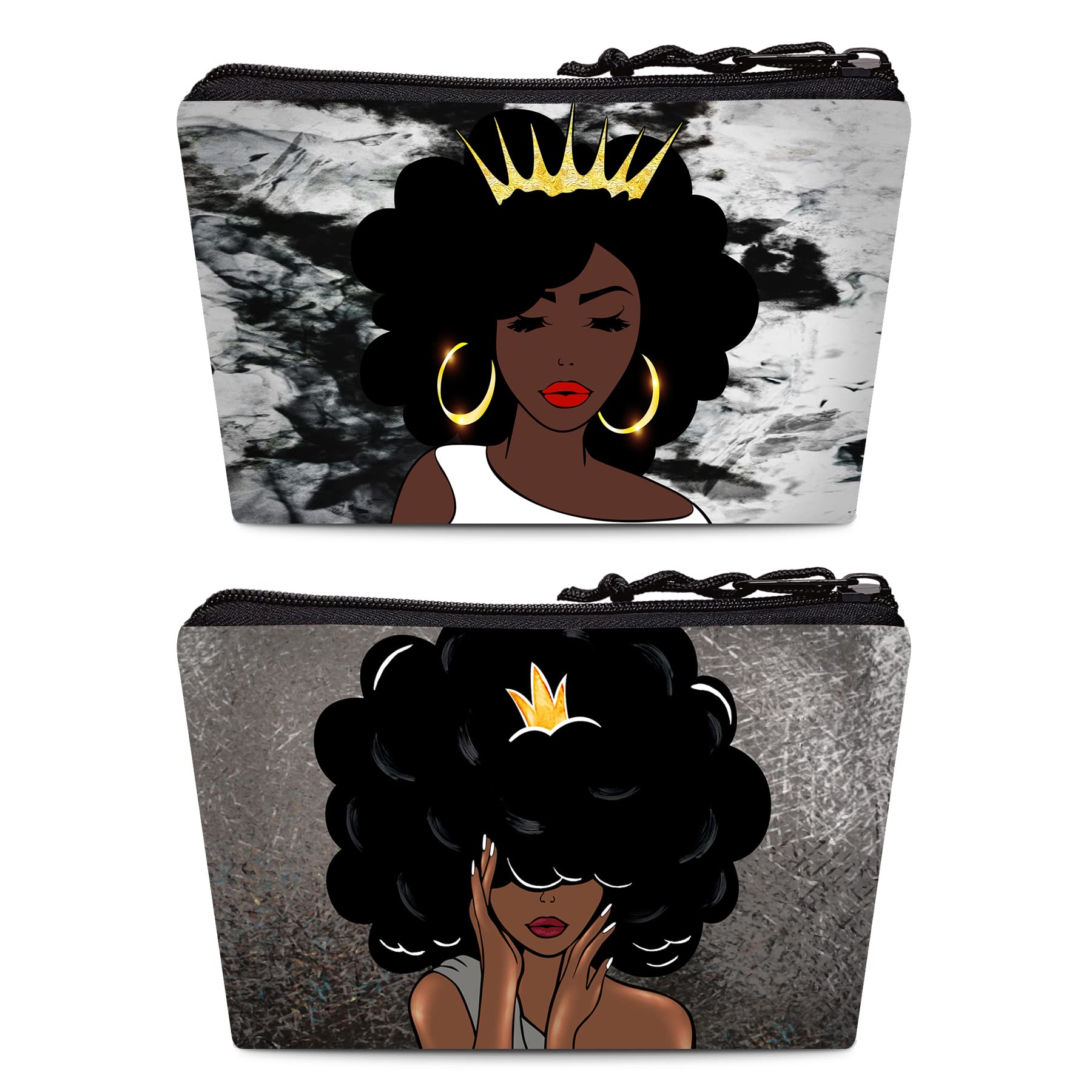 BDAWQUG Makeup Bag Cosmetic Bag 2 Pieces for Women Travel Toiletry Bag Large Capacity Accessories Organizer Sassy Black Queen Af