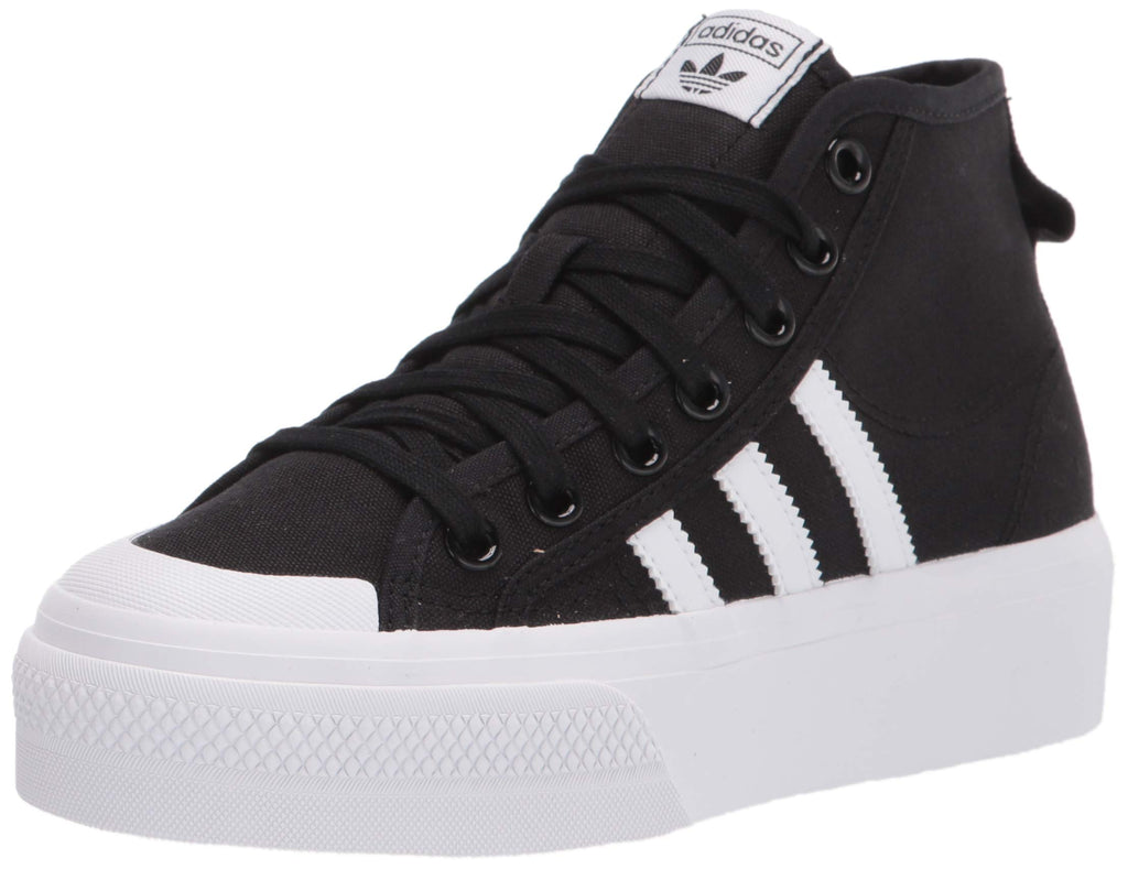 adidas Originals Women's Nizza Platform Mid Sneaker, Black/White/White,6.5 M US