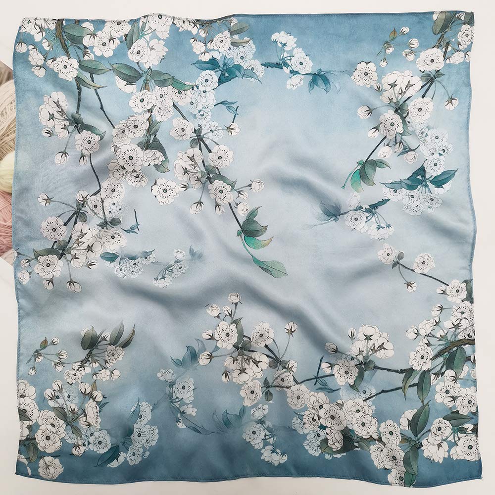 FONYVE 100% Mulberry Silk Scarfs for Women - Lightweight Square Satin Head Scarf - Small Silk Hair Scarf for Sleeping 21 x 21