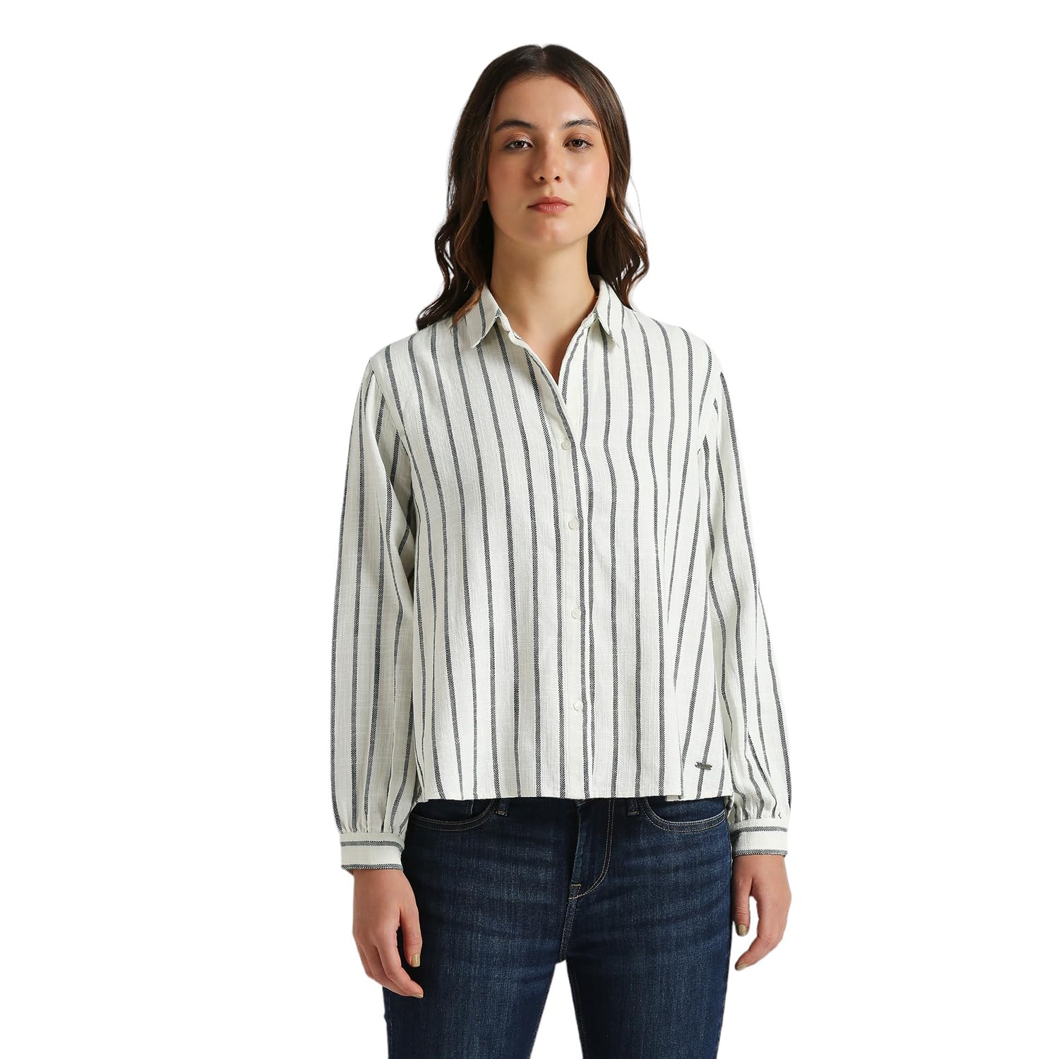 Pepe Jeans White Striped Full Sleeve Shirt